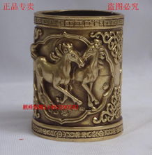 順峰銅雕精品 純銅圓筆筒擺件，融合鐵雕工藝的商務(wù)禮品與辦公室裝飾